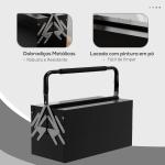 Caixa de Ferramentas de Aço Dobrável com 5 Compartimentos Mala de Ferramentas com Pega para Oficina e Casa 45x20x34,5 cm Preto