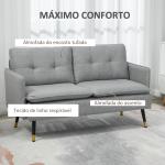 Sofá de 2 Lugares Moderno Estofado em Poliéster com 4 Almofadas Apoio para os Braços e Pés de Aço 139x68x80 cm Cinza