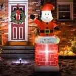Pai Natal Insuflável com Chaminé 2 Luzes LED e Insuflador Elétrico Decoração de Natal 80x70x210 cm Multicor