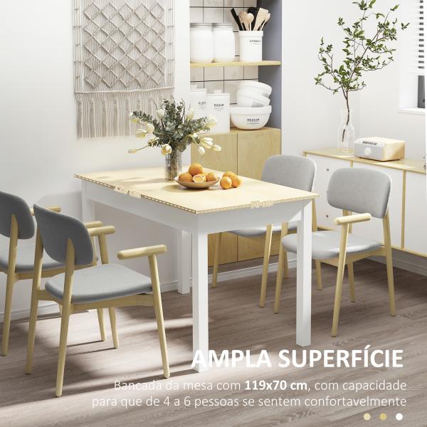 Mesa de Sala de Jantar de Madeira Retangular para 4 - 6 Pessoas Estilo Moderno 119x70x76 cm Carvalho e Branco