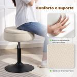 Banco de Bar com Armazenamento Altura Ajustável Giratório Estofado em Chenilla 39x39x49 - 65 cm Bege
