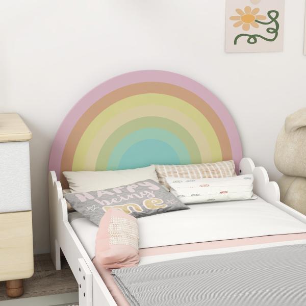 Cama para Crianças de 3 - 6 Anos 143x74x66 cm Cama Infantil de Madeira em Forma de Arco Íris Rosa
