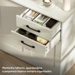 Aparador com 3 Portas Moderno para Sala de Estar com 2 Gavetas Prateleira Ajustável 120x38x79 cm Branco com Efeito Madeira
