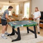 Mesa de Jogos 6 em 1 Dobrável Bilhar Matraquilho Ping Pong Lançamento de Anéis Hóquei com Bastão e Hóquei com Discos 118x104x71cm Multicor
