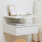 Conjunto de 2 Mesas de Cabeceira Flutuante com 1 Gaveta e Prateleira Aberta Montado na Parede 35x32x22,5 cm Branco