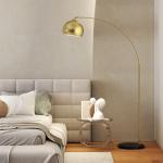Candeeiro de Pé em Forma de Arco com Altura e Comprimento Ajustáveis com Interruptor de Pé 110 - 115x30x170 - 180 cm Dourado e Preto
