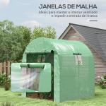 Estufa de Exterior com 2 Portas Enroláveis 2 Janelas em Rede Cobertura PE 135g/m² Anti - UV Cultivo e Plantas 180x180x200 cm Verde