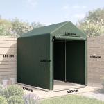 Abrigo para Ferramentas Bicicletas e Motos 120x179x165 cm Garagem Portátil com 2 Habitações Verde Escuro