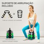 Conjunto de Halteres 2 x 3kg 2 x 4kg e 2 x 5kg Halteres Hexagonais com Suporte de Armazenamento para Treino Multicor
