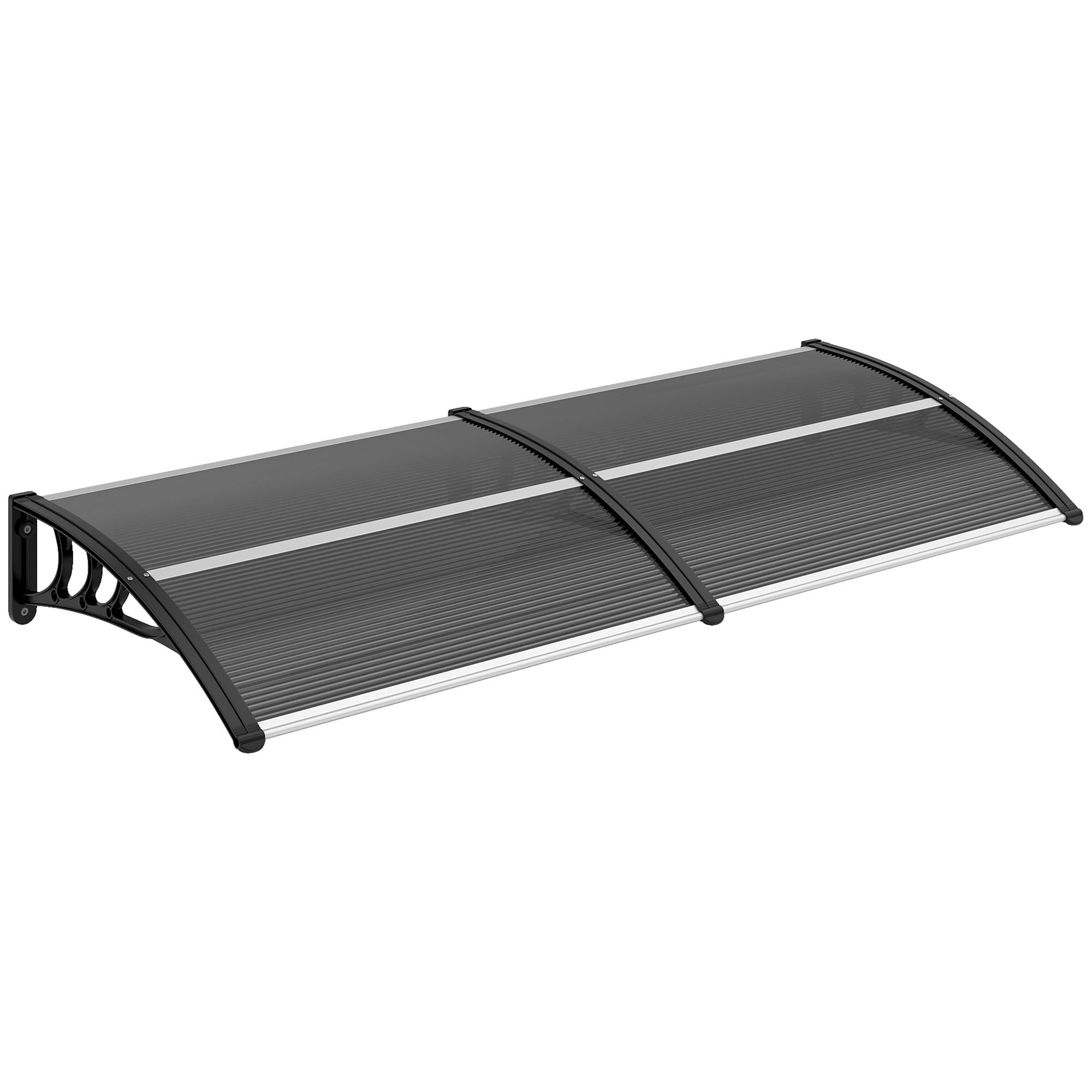 Marquise para Portas e Janelas 196x75x23 cm Marquise de Proteção contra Sol e Chuva com Cobertura de Policarbonato Preto
