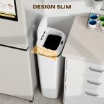 Balde de Lixo Automático 50L Estreito em Aço Inoxidável com Sensor Infravermelhos Modo Manual 33x25x84 cm Branco