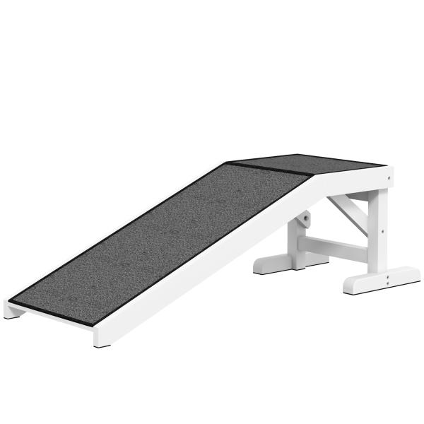 Rampa de Madeira para Animais com Tapete Antiderrapante para Cães Pequenos ou Séniores 125x40x35,5 cm Branco e Cinzento