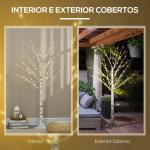 Árvore de Bétula com 96 Luzes LED IP44 Branco Quente Ramos Flexíveis Árvore de Decoração 22x22x150cm Branco