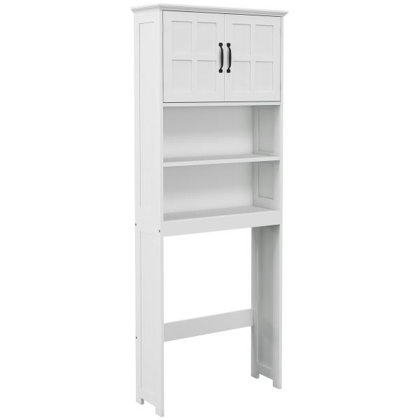 Móvel sobre Sanita Armário para Máquina de Lavar com 2 Portas Prateleiras Abertas e Ajustável 66x23x178 cm Branco