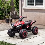 Quadriciclo Elétrico para Crianças de 3 - 5 Anos Veículo Eléctrico a Bateria 12V com 2 Motores 83x53x55,5cm Vermelho