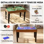 Mesa multijogos 4 em 1 com matraquilhos, bilhar, hóquei de mesa e ping - pong para crianças e adultos 107x61x84,5 cm natural