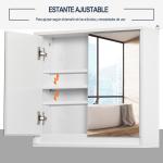 Armário de Casa de Banho com Espelho Móvel Suspenso de Casa de Banho com Prateleira Interior Ajustável 48x14,5x45 cm Branco
