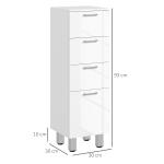 Móvel Auxiliar Casa de Banho Moderno Móvel de Armazenamento Casa de Banho com 4 Gavetas Anti - Tombo 30x30x93 cm Branco