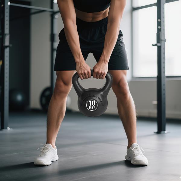 Peso Russo de 10 kg Kettlebell Preenchido de Areia com Punho Largo e Antiderrapante para Trenos em Casa e Ginásio 25x19x28 cm Preto