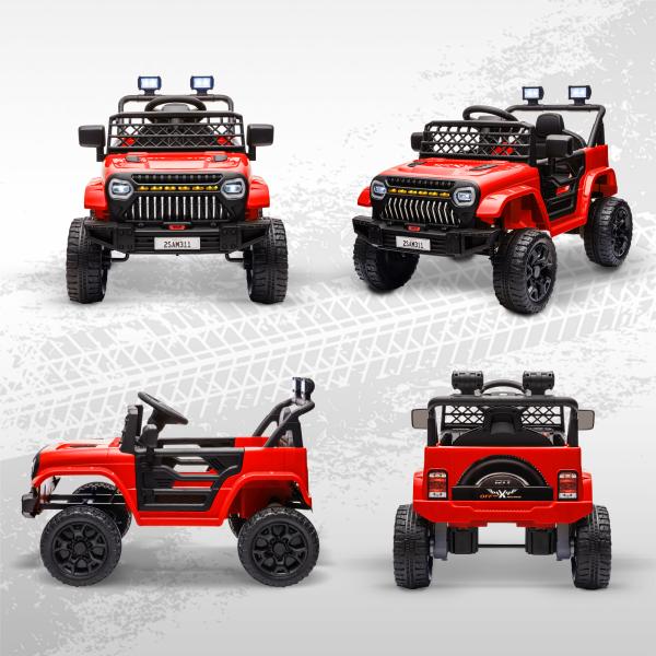 Carro Elétrico para Crianças Carro Elétrico Infantil UTV 12V com Velocidade Ajustável USB e Faróis 95x62,5x65 cm Vermelho