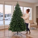 Árvore de Natal 210 cm com 350 Luzes LED, 11 Modos, Controlo Remoto e Base Dobrável em Aço, Verde