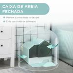 Caixa de Areia Fechada para Gatos com Bandeja Amovível Pá e Filtro Desodorizante 47x45x42 cm Azul Claro