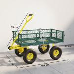 Carrinho de Jardim em Aço com Capacidade 200 kg e Laterais Removíveis 104x54x51 cm Verde e Amarelo