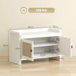 Banco Sapateira com Portas Frentes de Vime Prateleira para 8 Pares de Sapatos para Entrada Dormitório 80x35x52 cm Branco