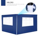 2 Paredes Laterais para Tenda Parede Lateral de Tecido Oxford com 2 Janelas 3x2 m Azul