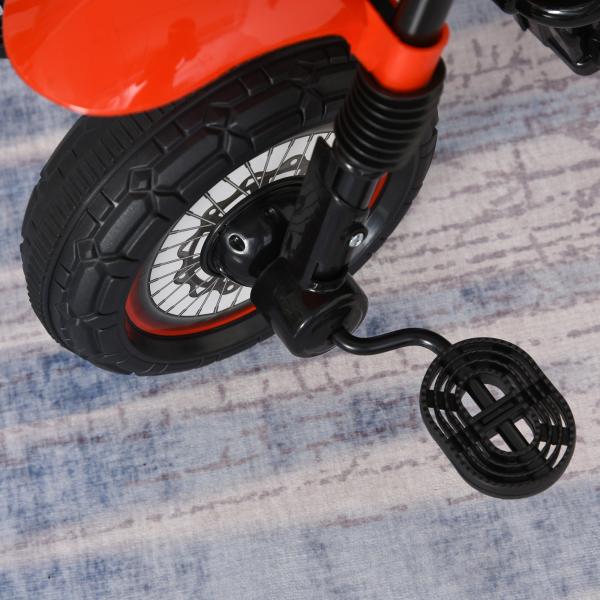 Mota para Crianças acima de 18 Meses Mota a Pedais para Crianças com 3 Rodas Luzes e Sons Realistas 71x40x51 cm Vermelho