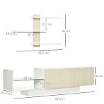 Móvel de TV para Sala de Estar Móvel para Televisores 150x31,5x40cm e Prateleira de Parede 95,5x16x60cm Madeira e Branco