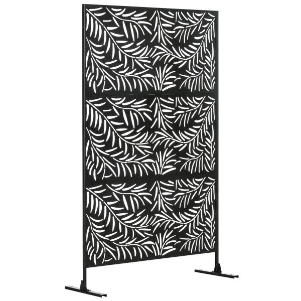 Biombo de 3 Peças Separador de Ambiente com Desenho em Ramos Biombo para Exterior 122x45x198 cm Preto