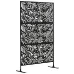 Biombo de 3 Peças Separador de Ambiente com Desenho em Ramos Biombo para Exterior 122x45x198 cm Preto