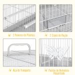 Gaiola para pássaros 60x41x41cm Aviário com 2 poleiros e 3 portas para pássaros pequenos Canários Papagaios de metal branco
