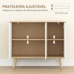 Aparador de Cozinha Moderno com Prateleiras Ajustáveis 2 Armários e Anti - Tombo 91,5x35x77,4 cm Branco e Madeira