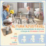 Mesa e Cadeiras para Crianças de 3 Peças com Altura Ajustável para Sala de Jogos Quarto Escola Infantil Branco e Cinza