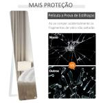 Espelho de Pé de Corpo Inteiro Retangular com 2 Formas de Uso Estrutura de Madeira de Pinho 37x43x156 cm Branco