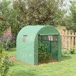 Estufa de Exterior com 2 Portas Enroláveis 2 Janelas em Rede Cobertura PE 135g/m² Anti - UV Cultivo e Plantas 180x180x200 cm Verde