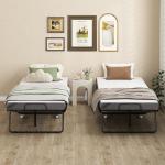 Cama Dobrável 200x75x42,5 cm Cama de Campismo Portátil com Colchão Individual Rodas e Freios Carga Máxima 150 kg para Dormitórios Branco