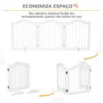 Barreira de Segurança Dobrável para Cães Pequenos Barreira de Proteção para Animais de Estimação com 3 Painéis e 2 Suportes para Portas Escadas Corredores 154,5x29,5x61 Branco