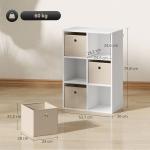 Estante Cubo Estante de Armazenamento Horizontal ou Vertical com 6 Compartimentos e 3 Gavetas de Tecido 53,7x30x79,8 cm Branco e Bege