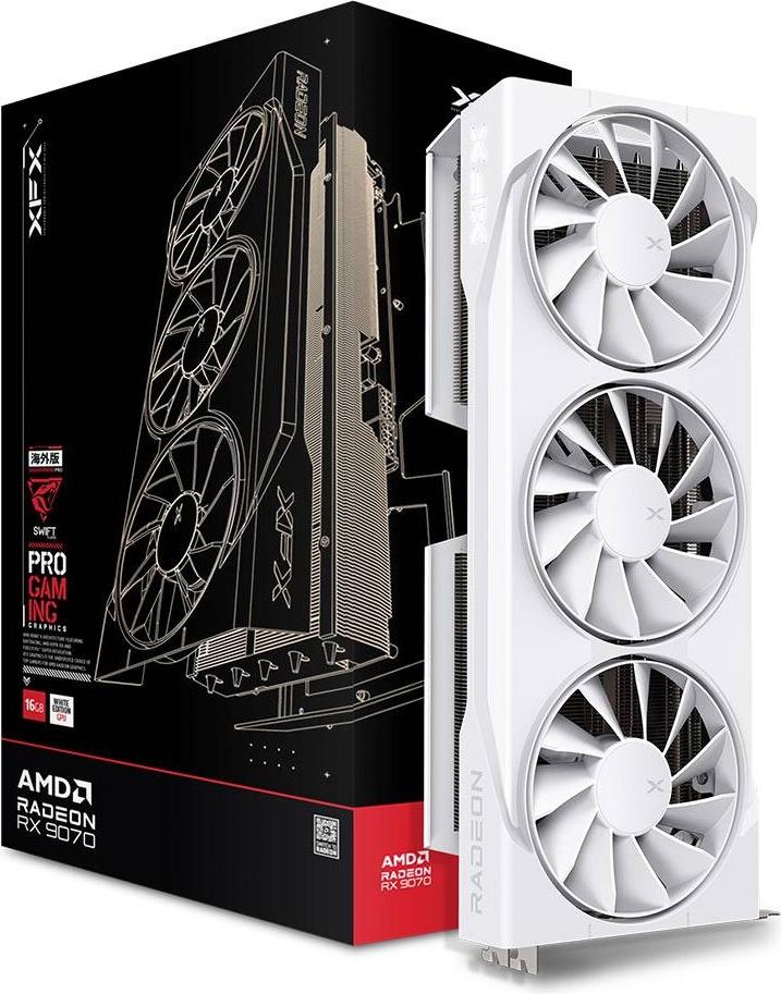 Placa Gráfica AMD Radeon RX 9070 RDNA 4 Swift OC White Triple Fan Gaming 16GB GDDR6 - XFX