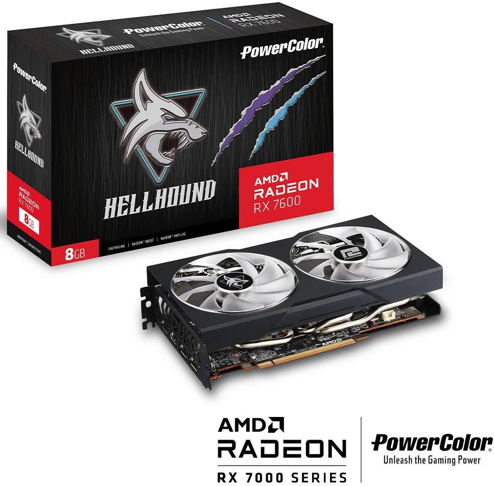 Placa Gráfica AMD Radeon RX 7600 RDNA 3 Hellhound 8GB GDDR6 - POWERCOLOR