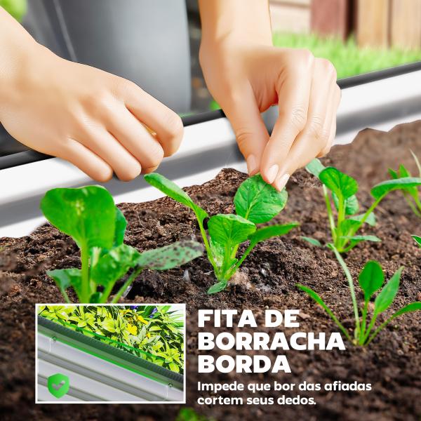 Conjunto de 2 Caixas de Plantio de Exterior em Aço Galvanizado para Terraço Jardim 135x90x30 cm Prateado