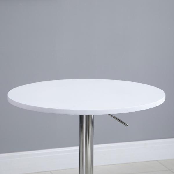 Mesa de bar ajustável em altura com base redonda e antideslizante para cozinha sala de jantar Ø60x69 - 93 cm Branco
