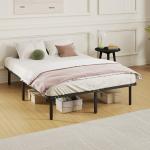 Estrutura 140x190 cm Estrado de Cama de Plataforma de Aço com Ripas de Álamo Fácil de Montar Carga 350 kg Preto