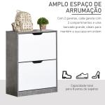 Sapateira Moderna com 2 Prateleiras Abatíveis para 8 Pares de Sapatos Sapateira Estreita 62,5x26x81 cm Cinza