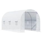 Estufa tipo Túnel 445x200x200 cm com Porta Enrolável e 6 Janelas Cobertura de PE 140 g/m² Anti - UV Branco
