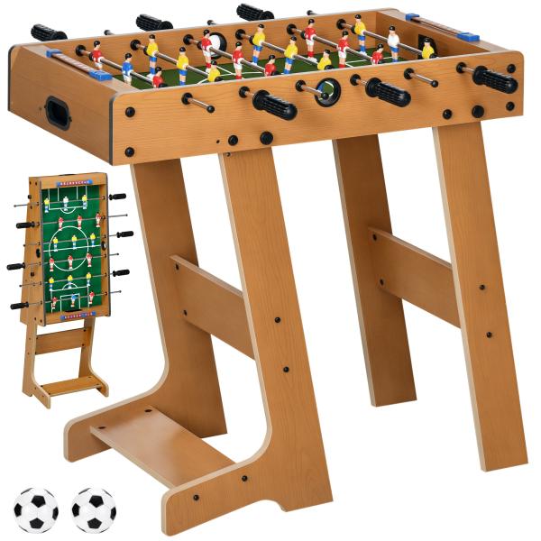 Mesa de Matraquilho para Crianças e Adultos Matraquilho 69x37x70cm com 2 Bolas 6 Hastes Metálicas 2 Placares de Pontos 18 Jogadores Pés Dobrável para Familias Festas Madeira