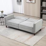 Sofá de 2 Lugares Convertível em Cama de Estofado Aveludado com Encosto Ajustável para Sala 189x80,5x78,5 cm Cinza Claro